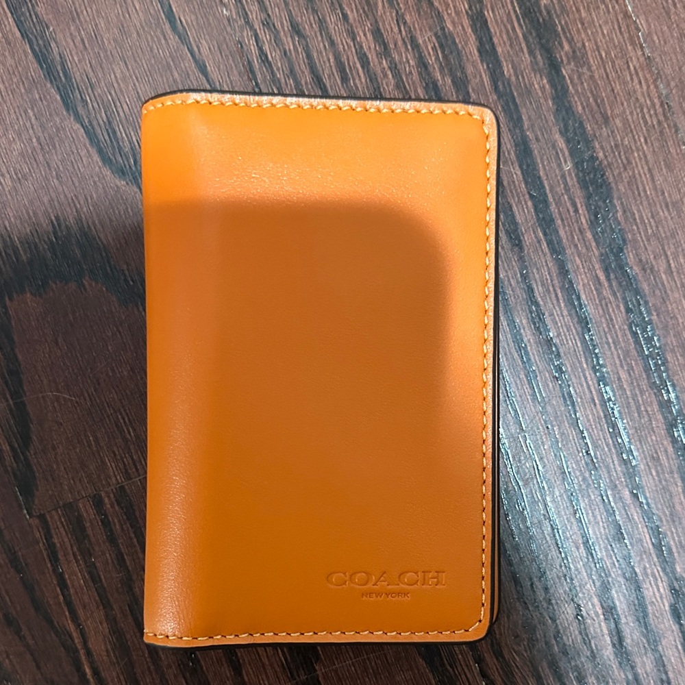 Coach Vibrant Orange Leather Card Holder